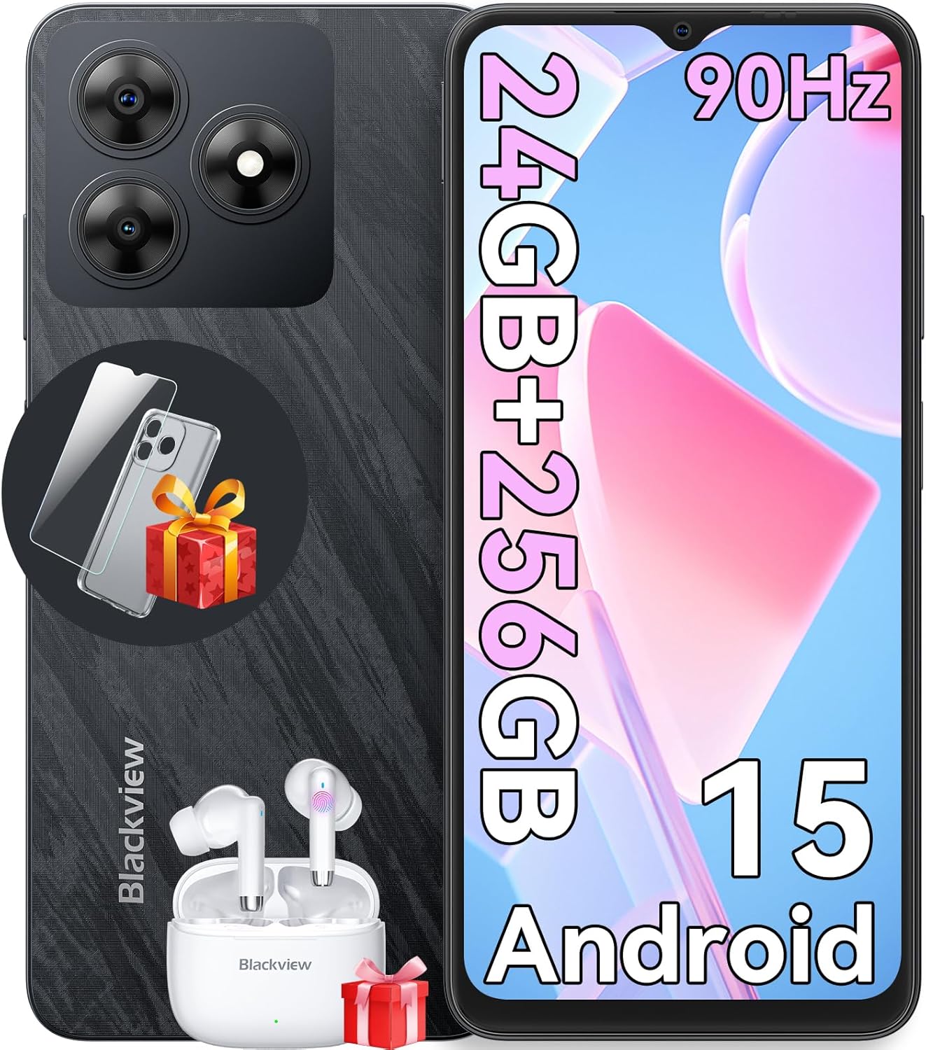 You are currently viewing Blackview WAVE 8 Unlocked Phones, Android 15 Smartphones 24GB+256GB/2TB, 4G Octa-Core, 13MP+8MP AI Camera 5000mAh/10W Cell Phone, 6.56″ HD+, GPS/OTG, Fingerprint/Face ID Mobile Phones, Black Celulares