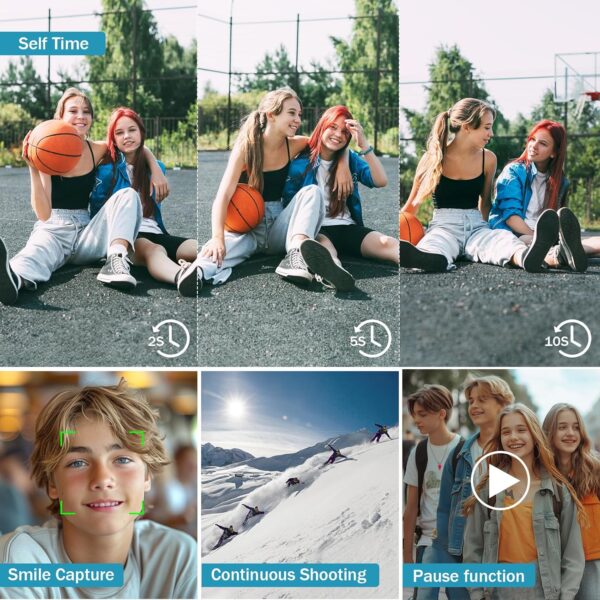 Digital Camera, 4K Vlogging Camera for YouTube Autofocus 48MP UHD Cameras for Photography with Anti-Shake, 16X Digital Zoom Point and Shoot Digital Camera with 32GB Card for Teens Adult Beginner-White - Image 6