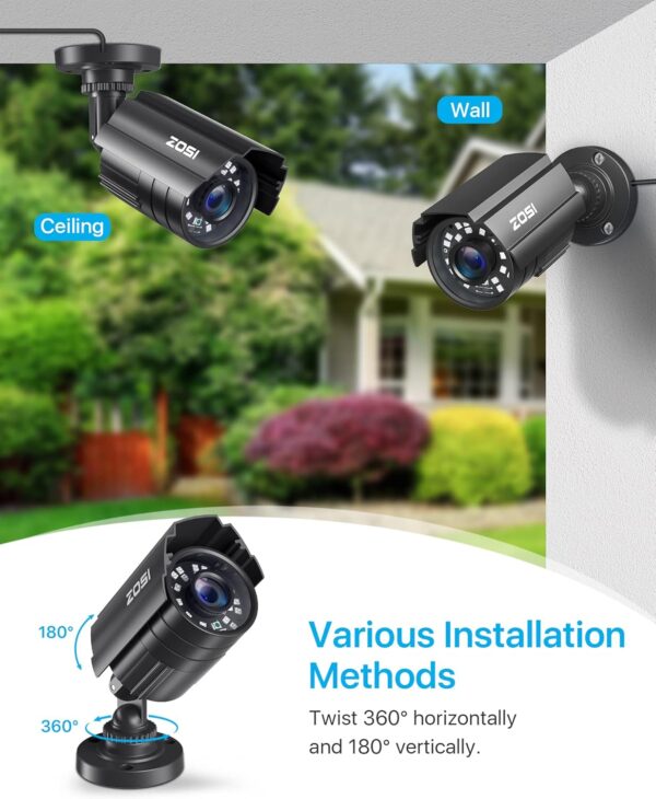 ZOSI 1080P CCTV Camera Outdoor Indoor Hybrid 4 in 1 HD TVI/CVI/AHD/CVBS Home Security Cameras System,Night Vision,Waterproof Metal Housing Bullet Cam For 960H,720P,1080P,5MP,4K analog Surveillance DVR - Image 7