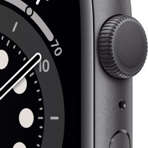Apple Watch Series 6 (GPS, 44mm) – Space Gray Aluminum Case with Black Sport Band (Renewed)
