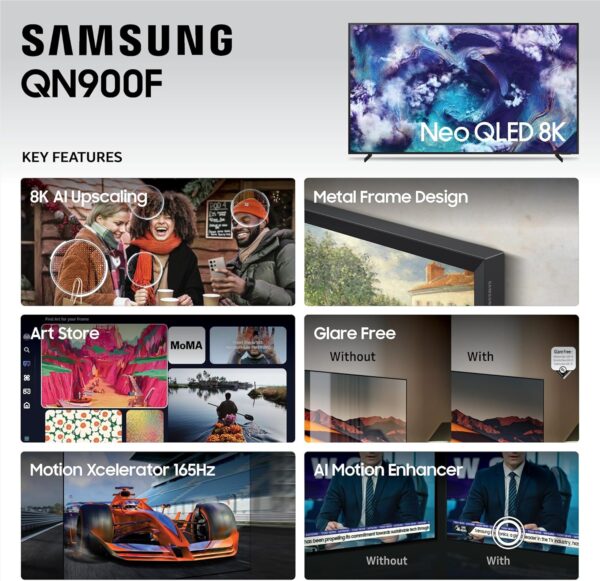 Samsung 75-Inch Class Neo QLED 8K QN900F Series, Vision AI, Mini LED Smart TV (2025 Model, 75QN900F) Neo Quantum HDR 8K Pro, Object Tracking Sound + w/Dolby Atmos, Glare Free, Alexa Built-in - Image 4