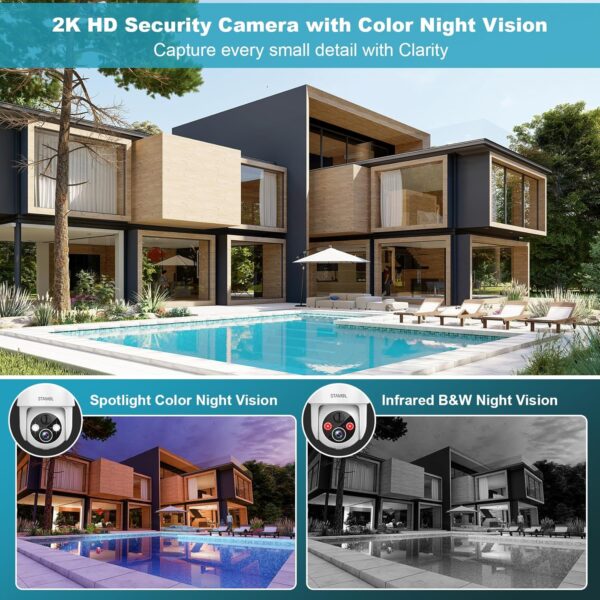 4G LTE Cellular Solar Security Camera, Wireless Outdoor Solar Powered Camera No WiFi Needed, 2K Color Night Vision, 360° Full View, PIR Motion Detection & Siren, 2 Way Talk (SIM Card Included) - Image 4