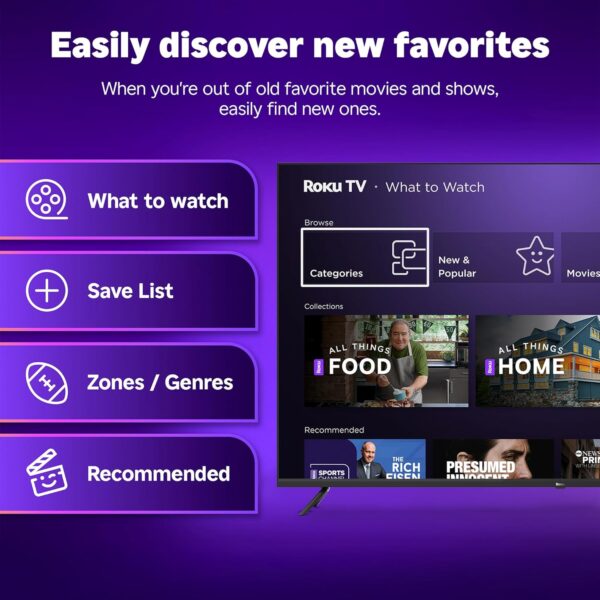 Roku Smart TV 2025 – 75-Inch Select Series, 4K HDR TV – RokuTV with Enhanced Voice Remote – Flat Screen LED Television with Wi-Fi for Streaming Live Local News, Sports, Family Entertainment - Image 6