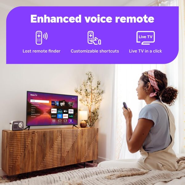 Roku Smart TV 2025 – 65-Inch Plus Series, Mini-LED TV – RokuTV with Enhanced Voice Remote – Flat Screen 4K QLED Television with Dolby Vision & Wi-Fi for Streaming Live Local News, Sports - Image 4