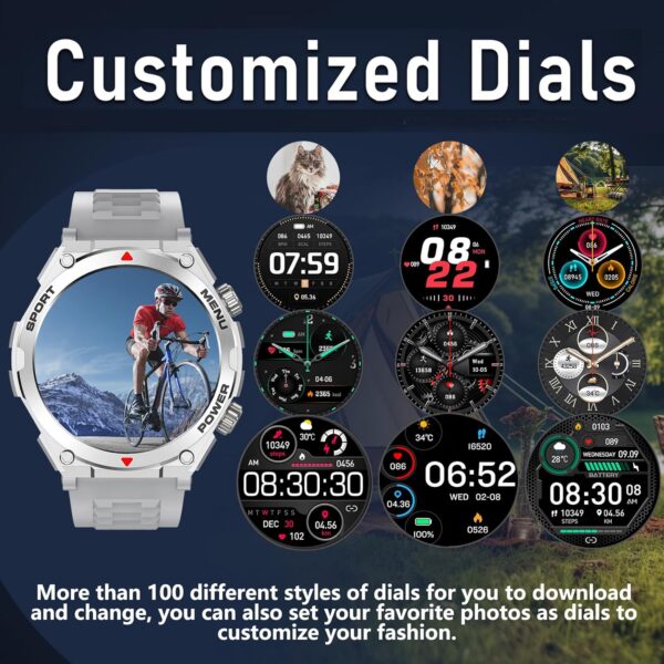 Military Smart Watch for Men (Answer/Make Call), 1.52" HD Smartwatch for Android Phones/iPhone, 100+ Sport Mode Fitness Tracker with Heart Rate, SpO2, Stress and Sleep Monitor, IP68 Waterproof - Image 6