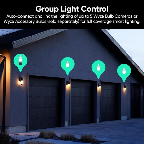 WYZE Bulb Cam Security Camera, 2K HD Security Cameras Wireless Outdoor Indoor Color Night Vision, Dimmable LED Bulb, Motion Detection, Siren Alarm, Easy Installation, Works w/Alexa/Google Assistant - Image 6