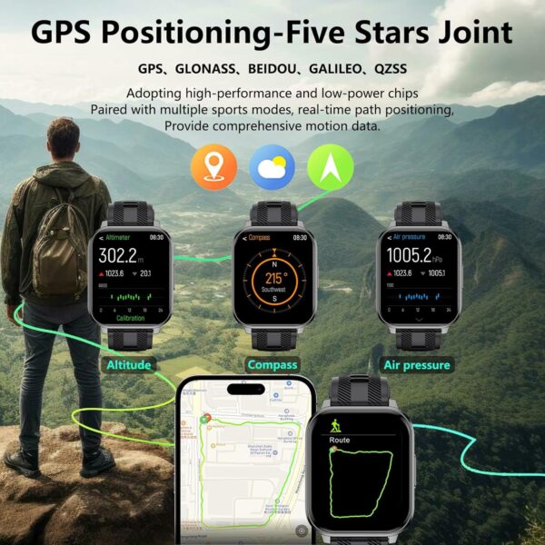 Smart Watch with Ai Functions GPS Tracking for Android Phones and iPhone Compatible Bluetooth Call Message Alert Heart Rate/Sleep/Monitor IP68 Waterproof for Men Women - Image 3
