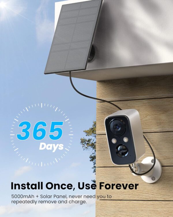 FOAOOD Solar Panel Security Cameras Wireless Outdoor - Battery Powered Cameras for Home Security WiFi Camera Surveillance Indoor System Floodlight Night Vison Alarm Motion Sensor Light Door Cam - Image 2