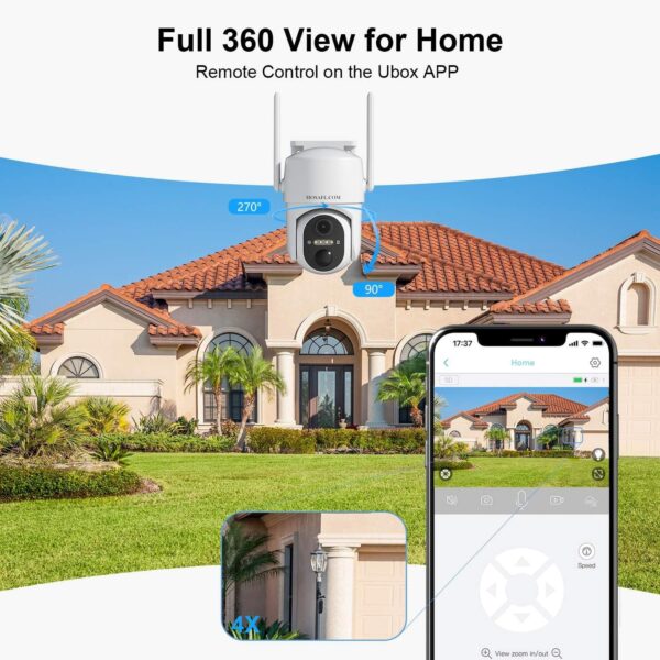 Cameras for Home Security Outdoor, WiFi Outdoor Camera Wireless, Solar Security Cameras Wireless Outdoor, 360 PTZ, PIR Sensor, 2K HD Color Night Vision, 2-Way Talk, IP66 Waterproof - Image 3