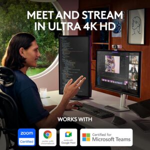 Logitech MX Brio Ultra HD 4K Collaboration and Streaming Webcam, 1080p at 60 FPS, Dual Noise Reducing Mics, Show Mode, USB-C, Webcam Cover, Works with Microsoft Teams, Zoom, Google Meet – Graphite