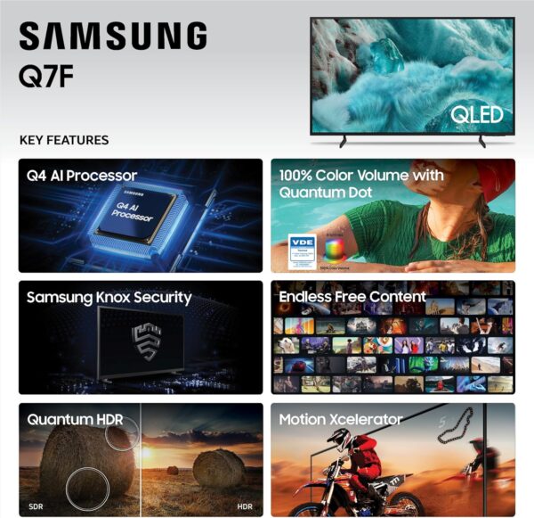 Samsung 50-Inch Class QLED Q7F Series Samsung Vision AI Smart TV (2025 Model, 50Q7F) Quantum HDR, Object Tracking Sound Lite, Q4 AI Gen1 Processor, 4K upscaling, Gaming Hub, Alexa Built-in - Image 5
