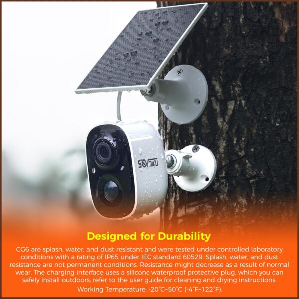 Sovmiku 2CG6 Solar Security Camera Wireless Outdoor,Battery Powered,Easy to Setup,PIR Motion Detection,Two Way Audio, Audible Flashlight Siren,2.4GHz Wi-Fi Color Night Vision, 180 Days Exchange Policy - Image 8
