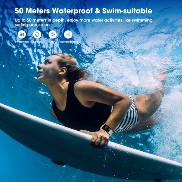 Smart Watch, Fitness Tracker with Heart Rate Monitor, Blood Oxygen, Sleep Tracking, 41mm Smartwatch Waterproof with Pedometer for Women Men Watch Compatible with Android iOS Phones - Image 2