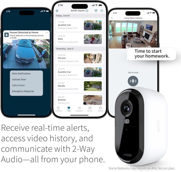 Arlo Essential Security Camera 2K |Outdoor - Indoor | 2nd Gen | Wireless with Spotlight, 2-Way Audio, Color Night Vision, Live Stream, Motion Activation, Real Time Notifications, Wide Angle - White - Image 4