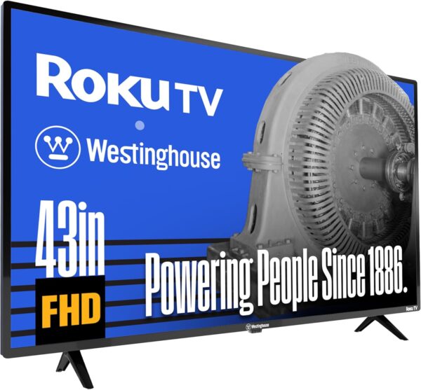 Westinghouse Roku TV - 43 Inch Smart TV, 1080P FHD Television with Wi-Fi Connectivity and Mobile App, LED Flat Screen Compatible with Apple HomeKit, Alexa and Google Assistant
