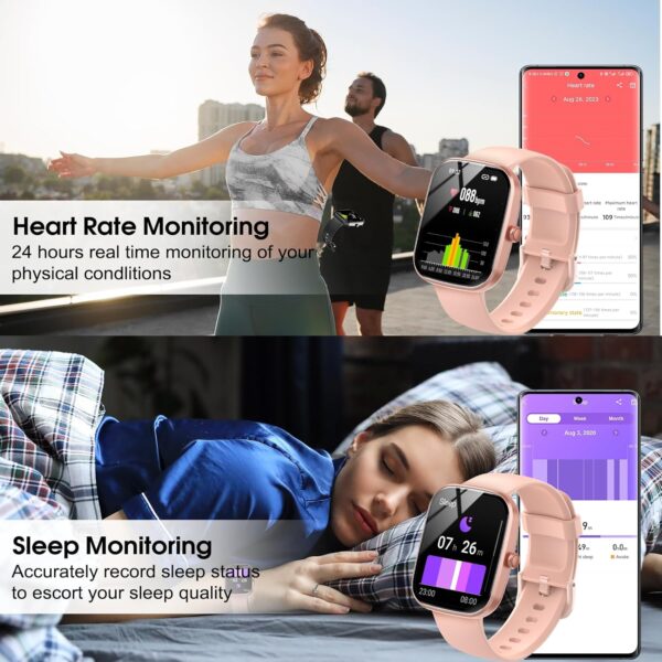 Smart Watch, 1.91" HD Screen Smartwatch for Men Women(Answer/Make Call), Fitness Watch with Heart Rate/Sleep Monitor/Steps Monitor, 110+ Sports Modes, IP68 Activity Trackers, Rose Gold - Image 5