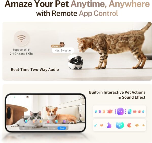 Enabot EBO 2K Camera Robot ROLA Mini: Movable Pet Camera Battery-Powered with Phone App, Indoor Cam w/One-Touch Call, 2-Way Talk, Night Vision, Motion Detection, Video Recording - Image 5
