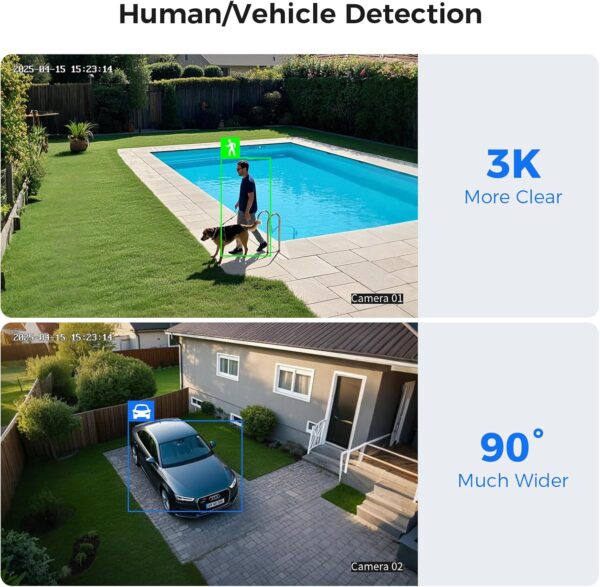 Hiseeu 3K Wired Outdoor Security Camera System with Audio,Smart Dual Light,5MP 8CH Surveillance DVR,8X5MP CCTV Cameras & 1TB Hard Drive,AI Human/Vehicle Detection,Smart Playback for Home Security - Image 4