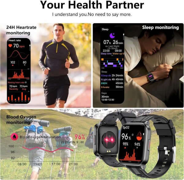 Smart Watch with Ai Functions GPS Tracking for Android Phones and iPhone Compatible Bluetooth Call Message Alert Heart Rate/Sleep/Monitor IP68 Waterproof for Men Women - Image 5