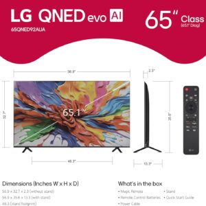 LG 65-Inch Class QNED evo AI QNED92A Series Mini LED 4K Smart TV w/Dolby Atmos, Dolby Vision, HDR10, AI Super Upscaling 4K, Filmmaker Mode, Wow Orchestra, Alexa Built-in (65QNED92AUA, 2025)