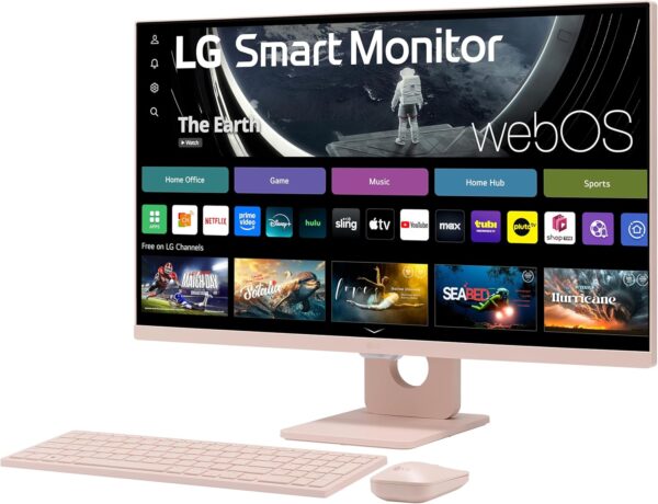 LG 27SR5BF-P 27-inch FHD (1920x1080) Smart Monitor with Streaming TV, webOS, Wireless Keyboard, Mouse, HDR10, IPS Display, webOS, Speaker, ThinQ App, Remote Control, Pink - Image 5