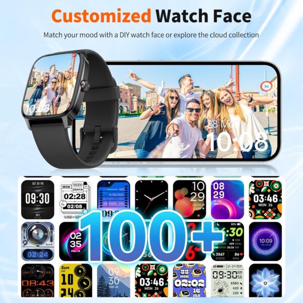 Smart Watch for Men & Women with Bluetooth Calling, 1.85" Touchscreen Fitness Tracker, Heart Rate & Sleep Monitor, 100+ Sports Modes, IP68 Waterproof, Compatible with Android & iOS - Image 6