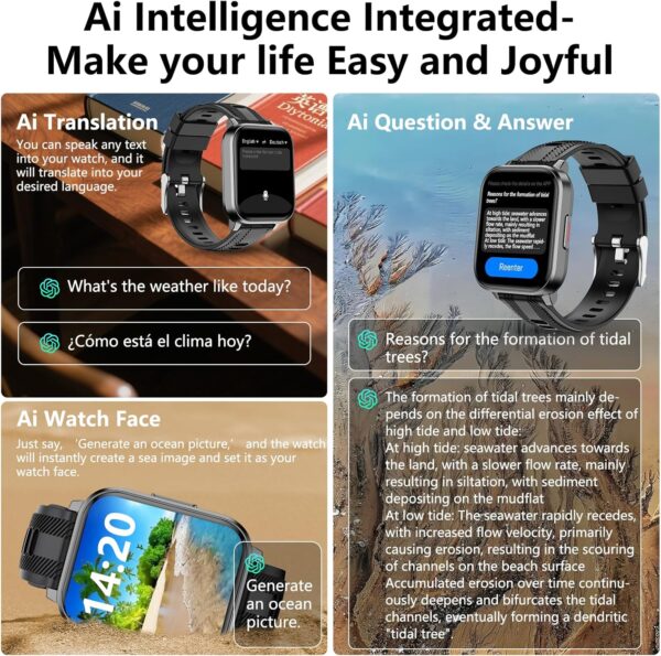 Smart Watch with Ai Functions GPS Tracking for Android Phones and iPhone Compatible Bluetooth Call Message Alert Heart Rate/Sleep/Monitor IP68 Waterproof for Men Women - Image 2