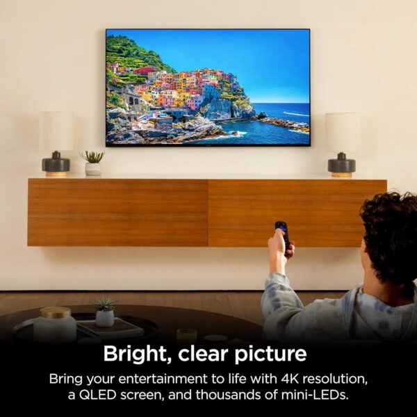Roku Smart TV – 65-Inch Pro Series 4K QLED RokuTV with Backlit Roku Voice Remote Pro, Dolby Vision IQ, 120Hz Refresh Rate – Live Local News, Sports, Gaming - Image 2