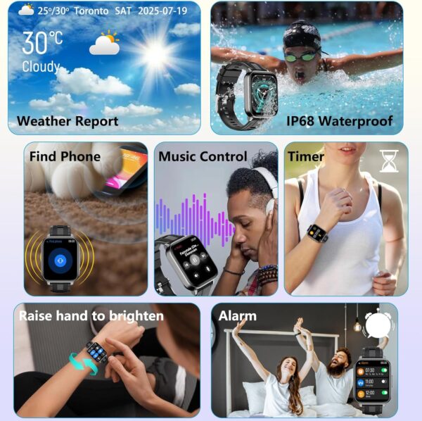 Smart Watch with Ai Functions GPS Tracking for Android Phones and iPhone Compatible Bluetooth Call Message Alert Heart Rate/Sleep/Monitor IP68 Waterproof for Men Women - Image 8