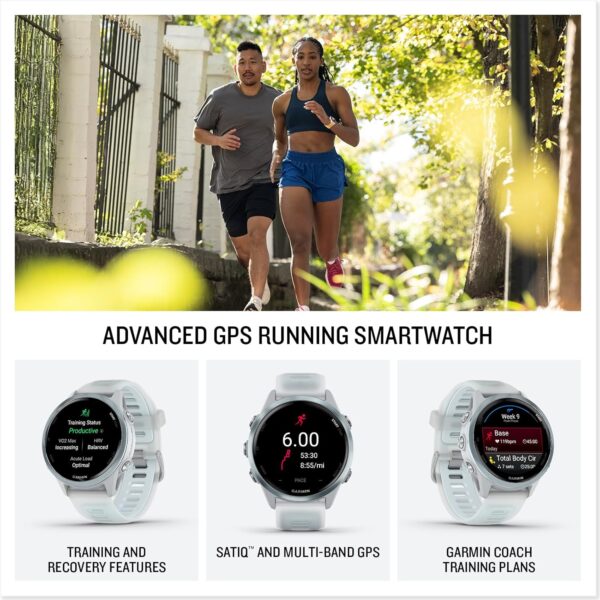 Garmin® Forerunner® 570, 42mm, Advanced GPS Running and Triathlon Smartwatch, AMOLED Display, Training and Recovery Features, Cloud Blue Aluminum with Translucent Whitestone/Cloud Blue Band - Image 2