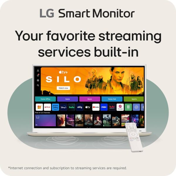 LG 32SR70U-W 32-Inch 4K UHD Smart Monitor with IPS Display webOS 23 USB Type-C Speakers x2 HDR 10 AirPlay 2 Screen Share Bluetooth Remote - White - Image 3