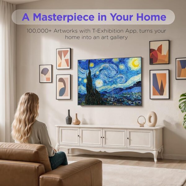 55-Inch Class QLED 4K Smart TV, Ultra-Slim Mural TV, 144Hz, HDR, Art Mode w/AI Art, Wide Color Gamut, Dolby Vision IQ, Dolby Atmos, Google Assistant Voice Remote(55F75, 2025 Model) - Image 3