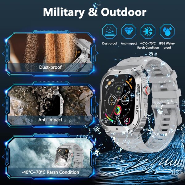 Military Smart Watch with GPS and Map(Answer/Make Call), Smartwatches with Health Monitor, Compass/Altitude/Air Pressure,100+ Sport Modes, Fitness Tracker for Android/iPhone (with GPS+Map, Gray) - Image 7