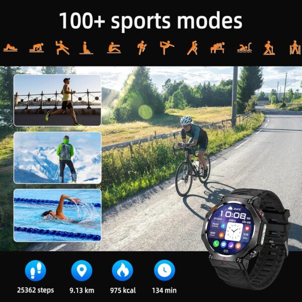 SW8(Black) 1.39" Stylish Smartwatch for Men, Bluetooth Calling, AI Voice Assistant, 107 Sport Modes, 3ATM Waterproof, Fashionable Design, Compatible with Android/iOS - Image 4