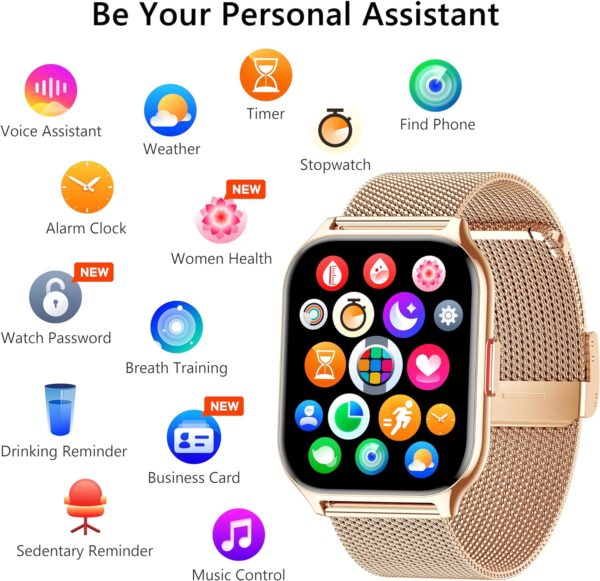 Smart Watch 45mm for Women Men(Dial/Answer Calls), 2.0" Fitness Tracker Watch with Heart Rate/Blood Pressure/Blood Oxygen Monitor for Android iOS - Image 7