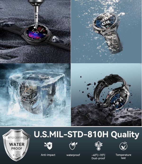 OUKITEL Smart Watch for Men GPS Watch, 1.43" AMOLED Display, 5ATM Waterproof Military Watch, 150+ Sport Modes, Fitness Activity Tracke with Compass Pedometer Sleep Monitor Heart Rate, for Android iOS - Image 2