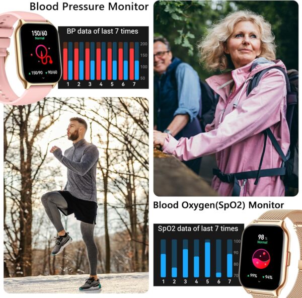 Smart Watch 45mm for Women Men(Dial/Answer Calls), 2.0" Fitness Tracker Watch with Heart Rate/Blood Pressure/Blood Oxygen Monitor for Android iOS - Image 4
