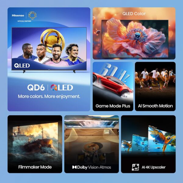 Hisense 50" Class QD6 Series (50QD6QF, 2025 Model) QLED 4K UHD Smart Fire TV, Voice Remote with Alexa, Dolby Vision, Dolby Atmos, Motion Rate 120, HDR 10+, Game Mode Plus, MEMC, VRR, ALLM - Image 3