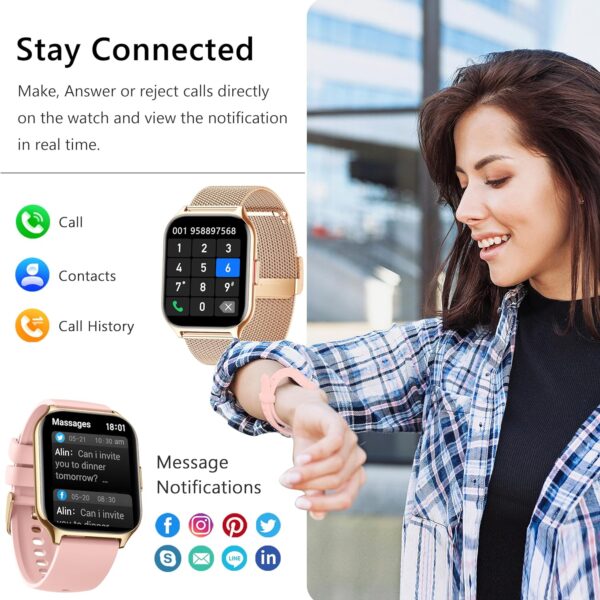 Smart Watch 45mm for Women Men(Dial/Answer Calls), 2.0" Fitness Tracker Watch with Heart Rate/Blood Pressure/Blood Oxygen Monitor for Android iOS - Image 3