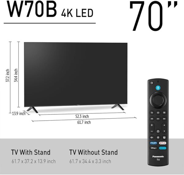 Panasonic TV-70W70BP W70 Series 70 inch LED 4K Ultra HD Smart Fire TV Bundle with WN10 Neck Speaker, 4 YR CPS Enhanced Protection, 2X HDMI Cable & Deco Gear Complete Home Theater Beginner's Guidebook - Image 3