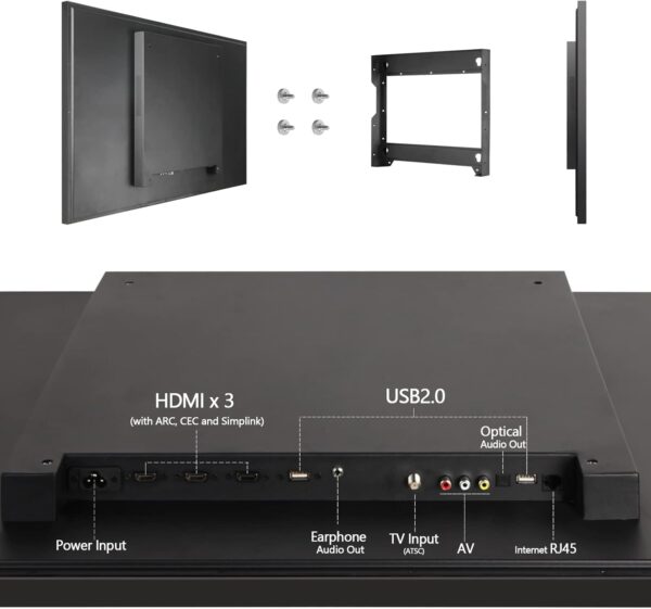 elecsung 43 inch 4K UHD Smart Mirror TV for Bathroom Waterproof ATSC Tuner, Dolby Atmos,Built-in Alexa, Wi-Fi & Bluetooth for Hotel/Kitchen 2025 Model SS550U22-43 - Image 4