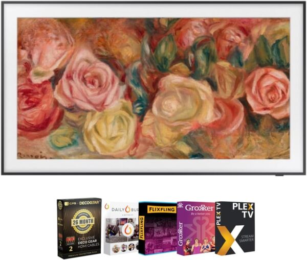 Samsung QN55LS03DA 55" The Frame QLED 4K Smart TV (2024) Bundle with Movies Streaming + Deco Gear 2X 4K HDMI 2.0 Cable w/Copper Conductors & CPS Exclusive 12 Month Protection Pack (BEACH-CPS-261500)