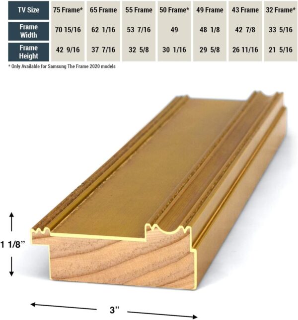 Frame My TV Deco TV Frames - Antique Gold Smart Frame Compatible ONLY with Samsung The Frame TV and Pro (65", Fits 2021-2025) - Image 7