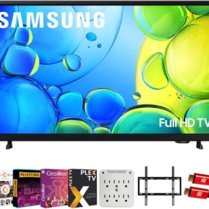 Samsung 32″ F6000F 4K Smart TV (2025) Bundle with Premiere Movies Streaming + 19-45 Inch TV Wall Mount + 6-Outlet Surge Adapter + 2X HDMI Cable & Deco Gear Complete Home Theater Beginner’s Guidebook