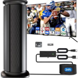 2025 Upgraded TV Antenna Up 2200+ Miles Range, Digital Best Antenna for Smart Tv Indoor/Outdoor 4k Local Channels, Amplified HDTV Antenna Long Range with Amplifier Signal Booster/Thic Cable (34ft)