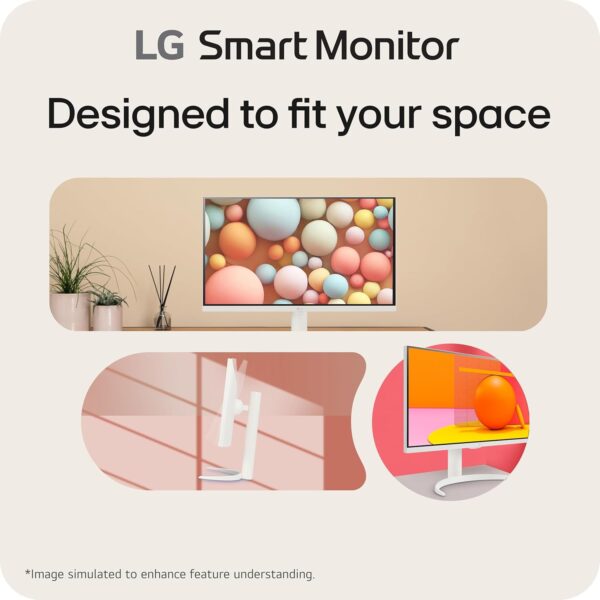 LG 27SR75U-W 27 inch 4K UHD (3840x2160) IPS HDR10 USB Type-C 65W PD Smart Monitor webOS 23 AirPlay Screen Share Bluetooth ThinQ App Built-in Speaker HDMI White - Image 6