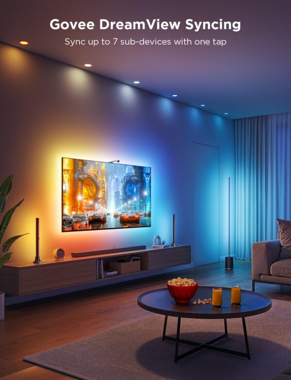 Govee TV Backlight 3 Lite Kit, 11.8ft RGBICW Wi-Fi TV LED Strip Lights for 55-65in TVs with Camera and 15 Inches Smart Light Bars with 4-in-1 Light Beads - Works with Alexa & Google Home - Image 7