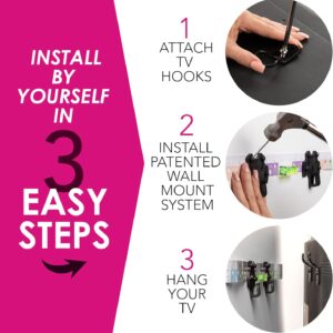 HangSmart TV® Wall Mount NO Stud – Original & Patented Easy Install, DIY for 19-100″ TVs, Holds Up to 150LBS, Fits Most LED LCD Flat Screens & Monitors, Includes Hardware