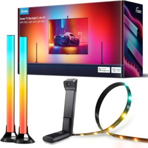 Govee TV Backlight 3 Lite Kit, 11.8ft RGBICW Wi-Fi TV LED Strip Lights for 55-65in TVs with Camera and 15 Inches Smart Light Bars with 4-in-1 Light Beads – Works with Alexa & Google Home