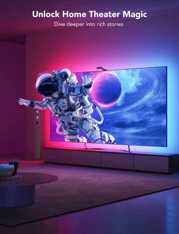 Govee Envisual TV LED Backlight T2 with Dual Cameras, 11.8ft RGBIC Wi-Fi LED Strip Lights for 55-65 inch TVs, Double Strip Light Beads, for Home Decorations, Smart App Control, Music Sync - Image 7